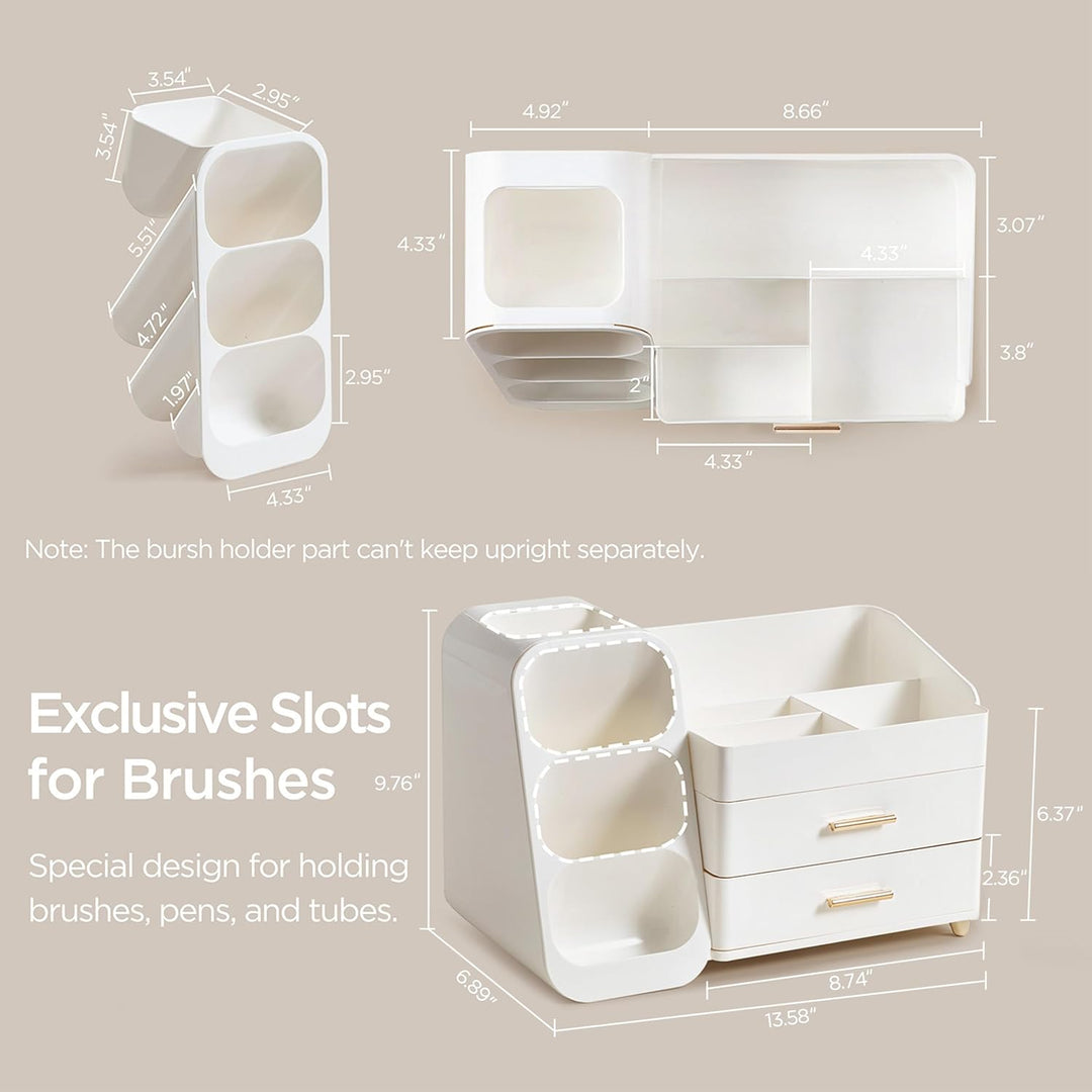 HBlife Makeup Kosmetik Organizer mit Schubladen, Pinsel Organizer, 3-in-1 Plastic Kosmetik Aufbewahr