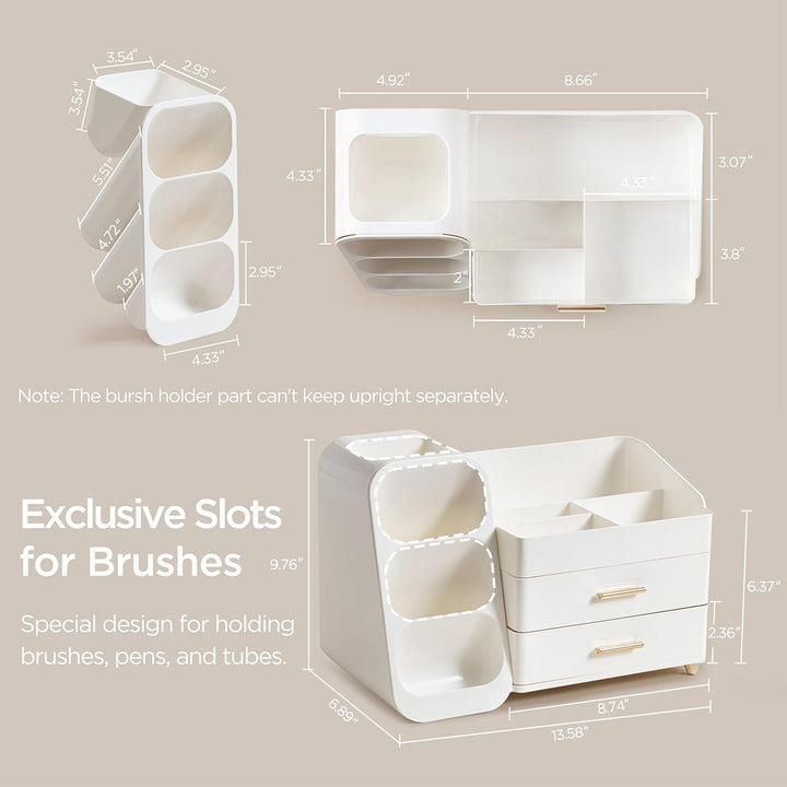 HBlife Makeup Kosmetik Organizer mit Schubladen, Pinsel Organizer, 3-in-1 Plastic Kosmetik Aufbewahr