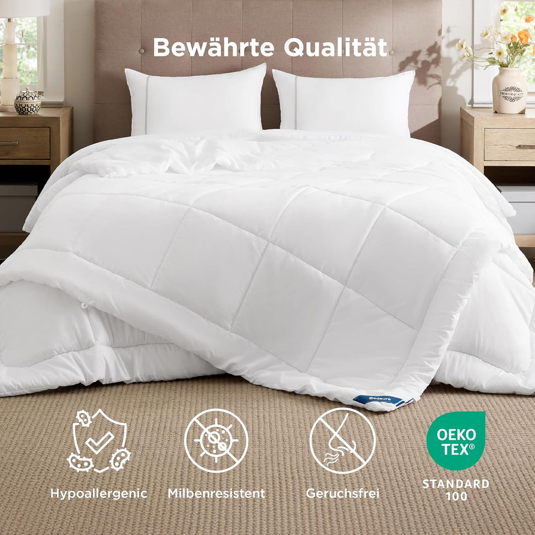 BEDSURE Bettdecke 240x220 Winterdecke 450gsm - 4 Jahreszeiten 2 teilig Bettdecken - Inklusive Ganzja