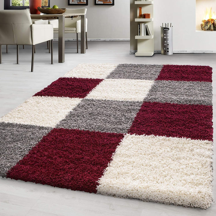Hochflor Teppich Wohnzimmer Kariertes Design Schlafzimmer Esszimmer Flur Teppich Küchenteppich Weich