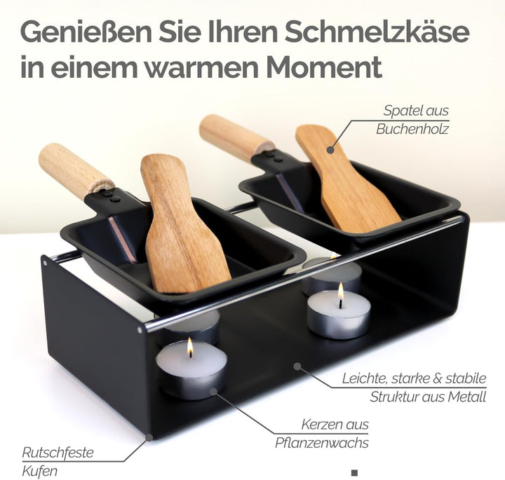Linxor - Raclette-Gerät mit Metallkerze, inklusive Spatel und Kerzen - 2 Personen