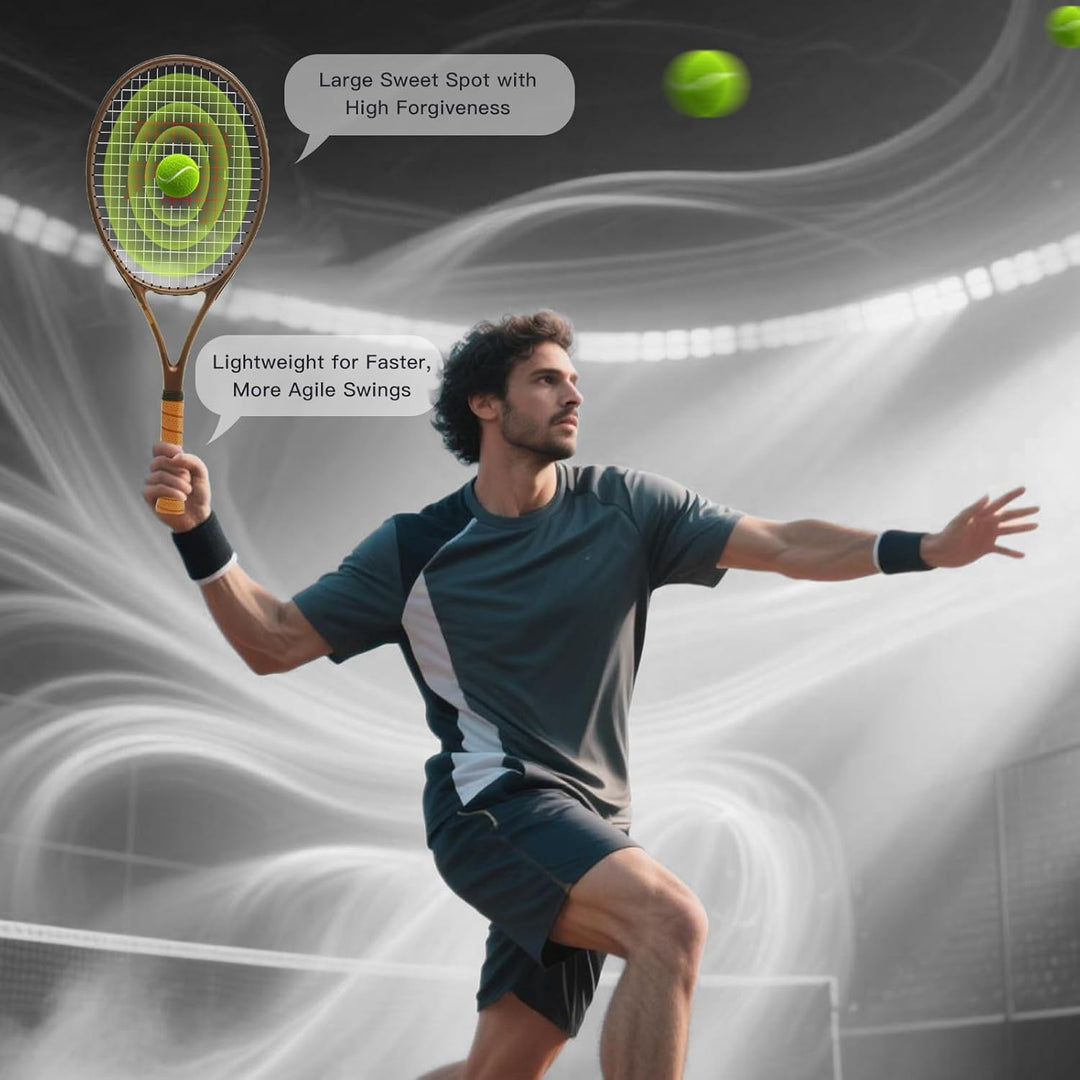 BatZoom Tennisschläger für Anfänger und Erwachsene, Leichter Graphitschläger mit komfortablem Griff,
