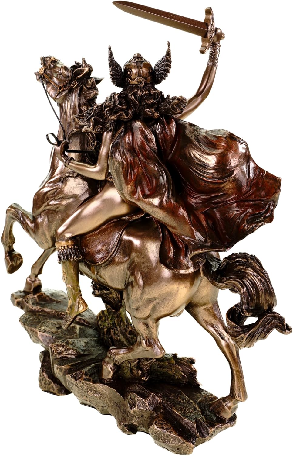 Veronese Figur Walküre auf Pferd mit Speer 28 cm bronziert Schildjungfer Odin