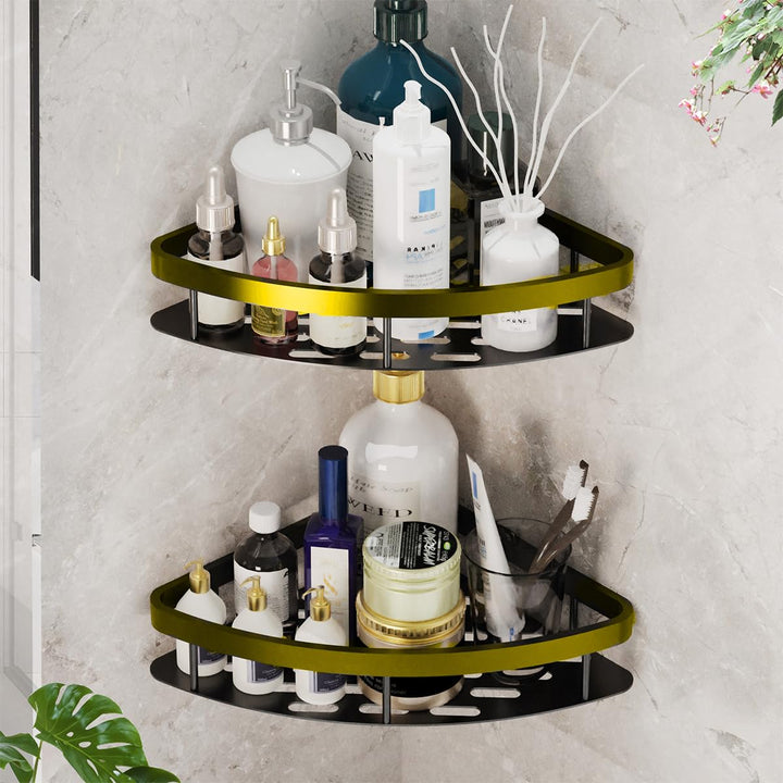 JUVEL Duschregal Ohne Bohren Ecke- 2 Stück Selbstklebend Matte Finish Duschregal Rostschutz Duschabl