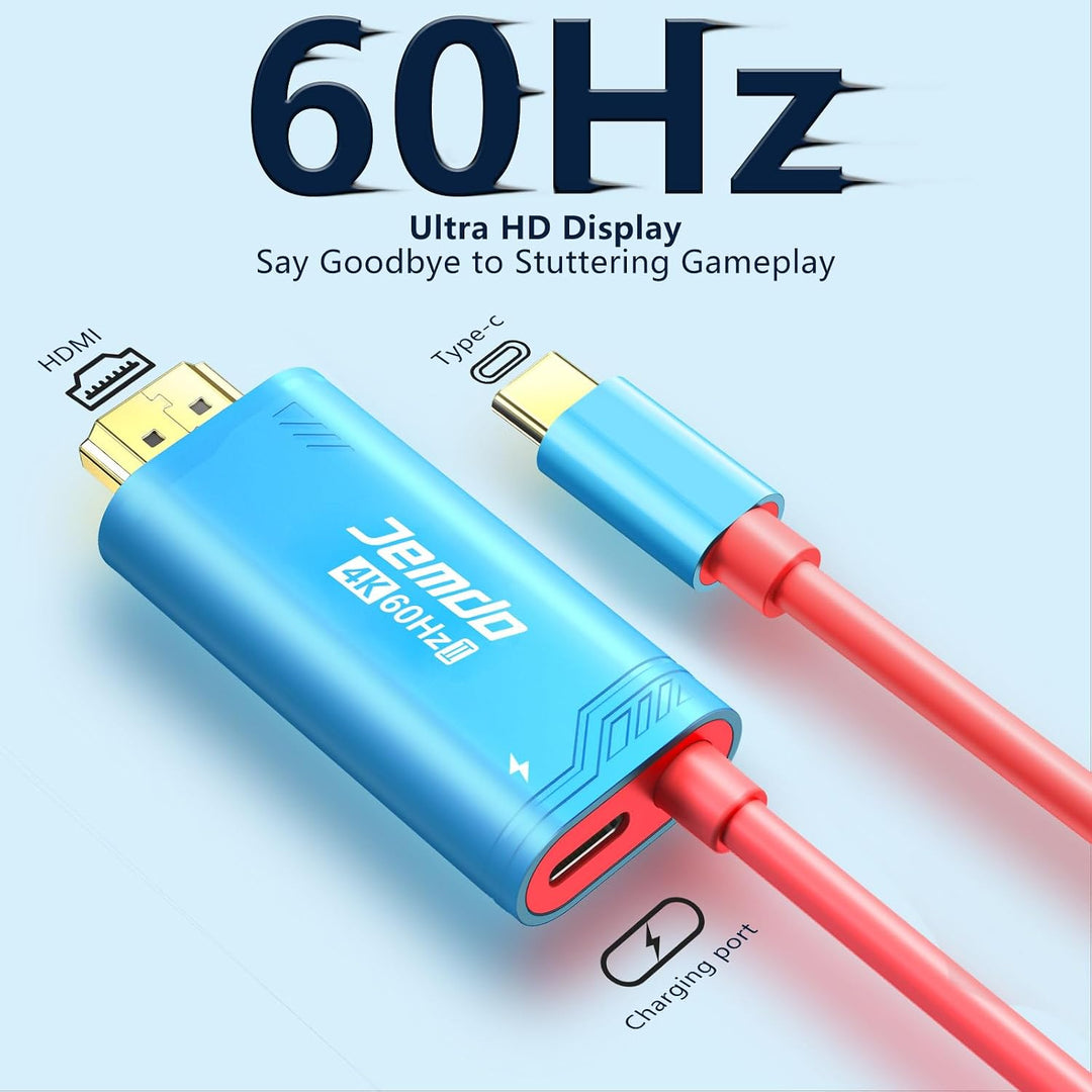 JEMDO Switch 2 Dock HDMI Kabel für Fernseher, 4K 60Hz 18 Gbps USB C zu HDMI 2.0 2m, 100W PD Spielen