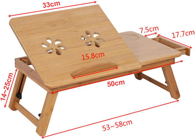 Trintion Frühstückstablett Fürs Bett 50x30cm Bett Tabletttisch mit Lüftungslöchern mit Schublade Kni