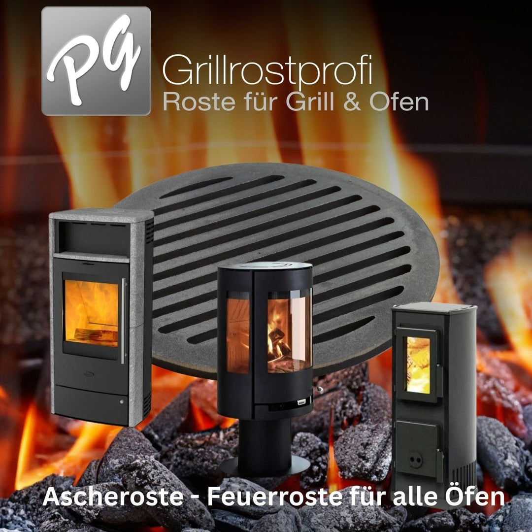 Grillrostprofi Ascherost - Feuerrost - Kohlerost - Kaminrost in Premium-Qualität, Gusseisen, rund, D