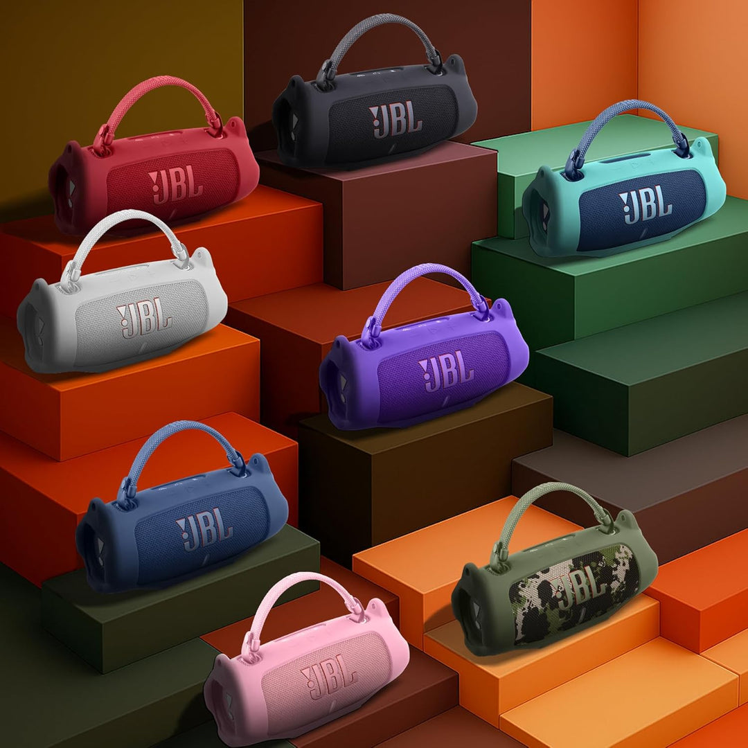 Khanka für JBL Charge 6 Silikon-Schutzhülle mit abnehmbarem Schultergurt & Utility-Haken, Flexible w