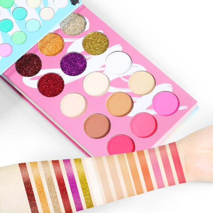 Alles in Einem Schminkset - 4 in1 Farbtafel Makeup Palette Set - 80 Lidschatten, 20 Lip Gloss, 3 Blu
