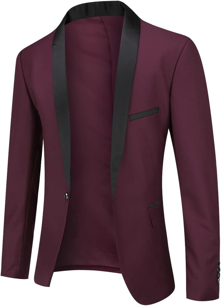 YOUTHUP Sakko Herren Slim Fit Schalkragen Anzugjacke 1 Knopf Tuxedo Jacke für Hochzeit Freizeit S We