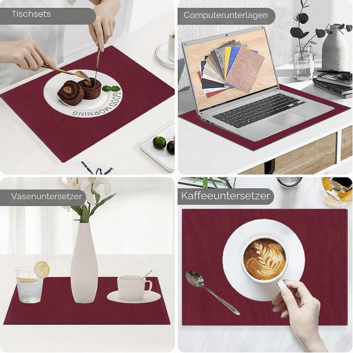 Wein Red Dinning Placemat Set 4-48 * 33 cm feiner Gerippter Baumwollküchen Küchentisch Tischemat für