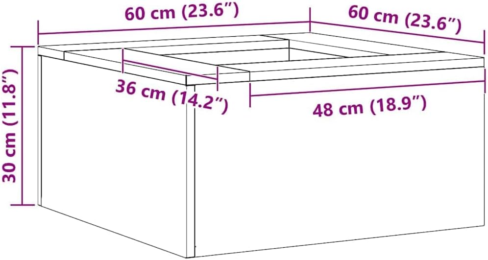 vidaXL Feuerstelle Braun 60 x 60 x 30 cm Wetterfeststahl, Garten und Terrasse, Moderne Feuerstelle,
