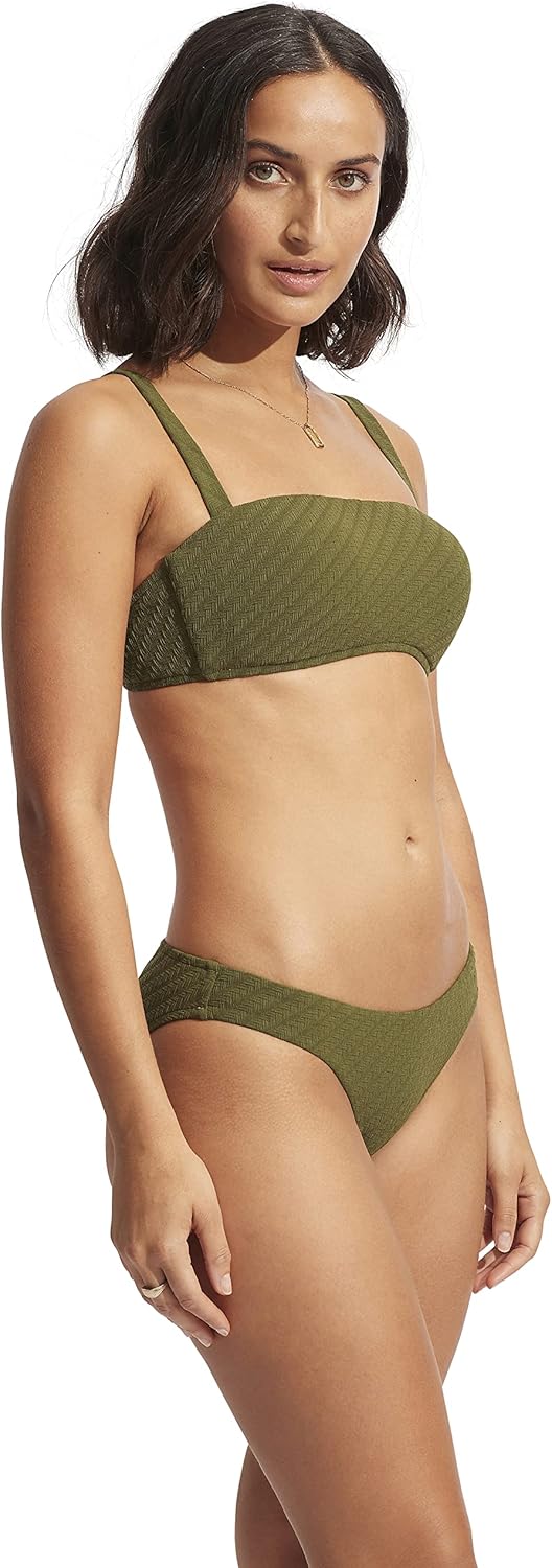 Seafolly Women's Wide Strap Tube Bandeau Bikini Top Swimsuit with Clip Back 40 Weidenavocado, 40 Wei