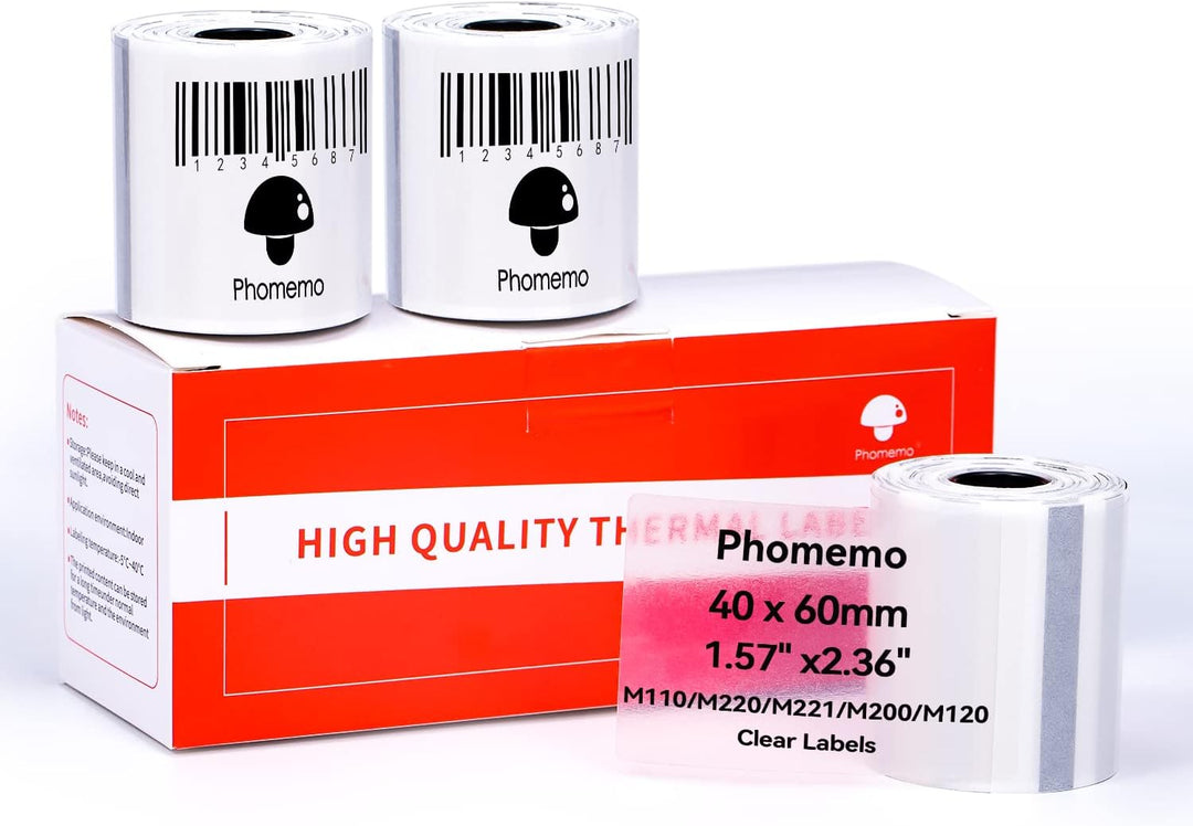 Phomemo M110/M200/M220/M221 Rechteckige Transparente Selbstklebeetiketten für Phomemo M110/M200/M220