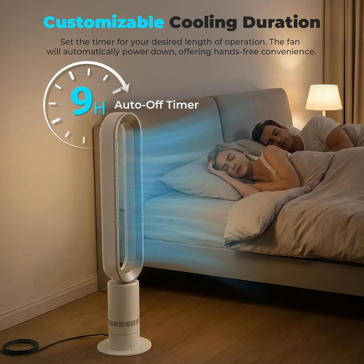 LIFERUN Turmventilator Bladeless Fan, 10 Geschwindigkeiten, 71° oszillierend, 9H Timer, Tower-Ventil