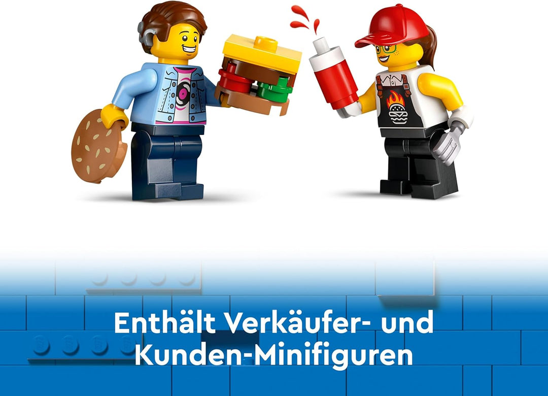 LEGO City Burger-Truck, Bauset mit Spielzeug-Auto für 5-jährige Kinder, Imbisswagen Minifigur und Zu