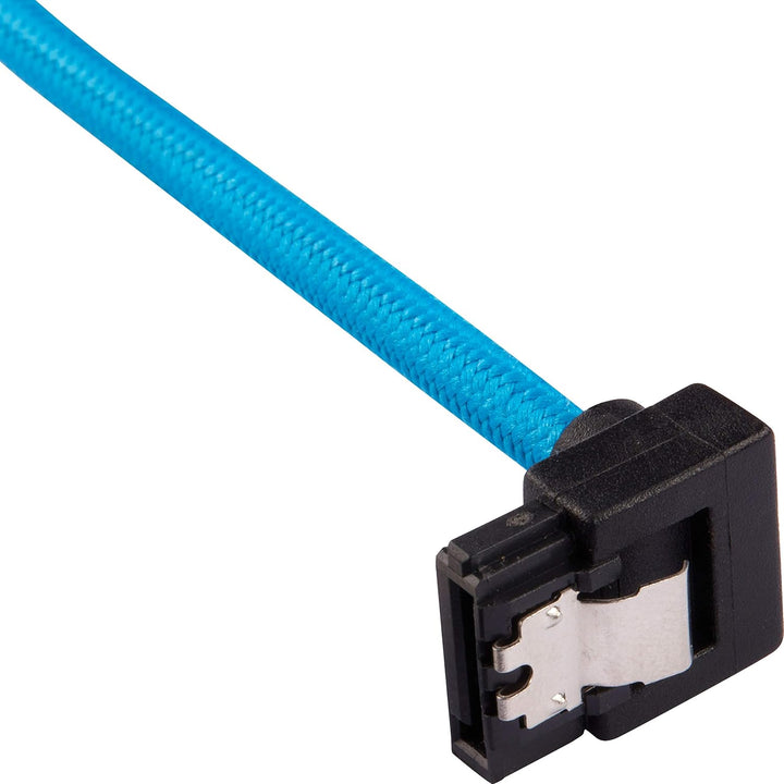 Corsair Premium Sleeved SATA 3 Kabel gewinkelt / gerade (6Gbps, 30 cm 90°) Blau SATA 30cm 90° Blau,