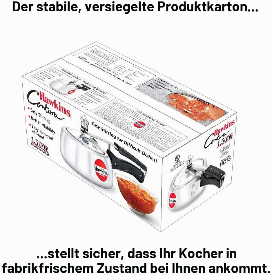 HAWKINS HC15 Contura Schnellkochtopf, 1,5 l, klein, Aluminium, 1.5 liters, Silber 1.5 litre, 1.5 lit
