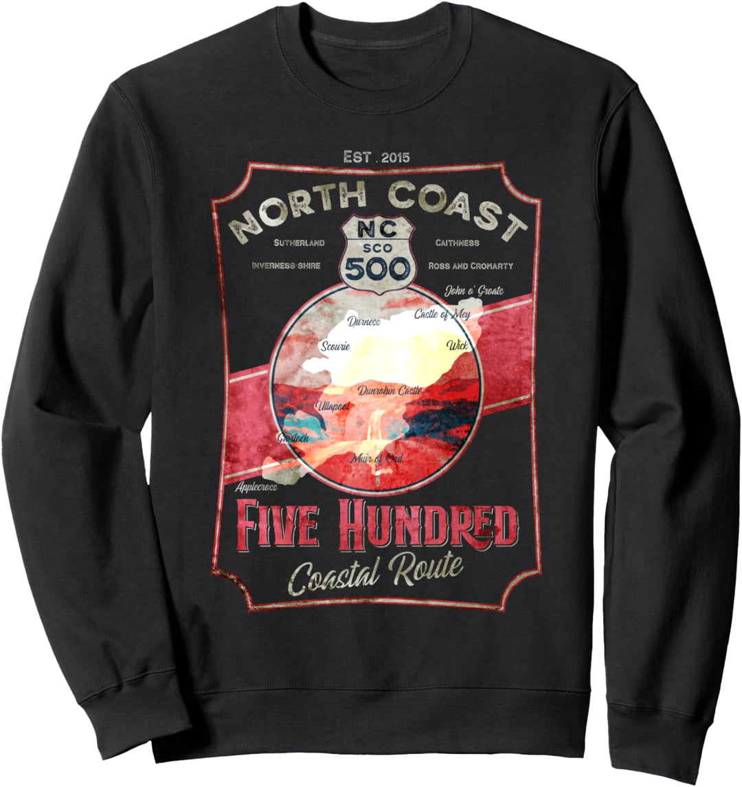 North Coast 500 Scottish Coastal Driving Design im Vintage-Stil Sweatshirt