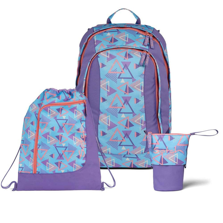 Satch Air Light Edition Schulrucksack Set 3tlg. inkl. Pencil Slider und Sportbeutel 80s Dance, 80s D