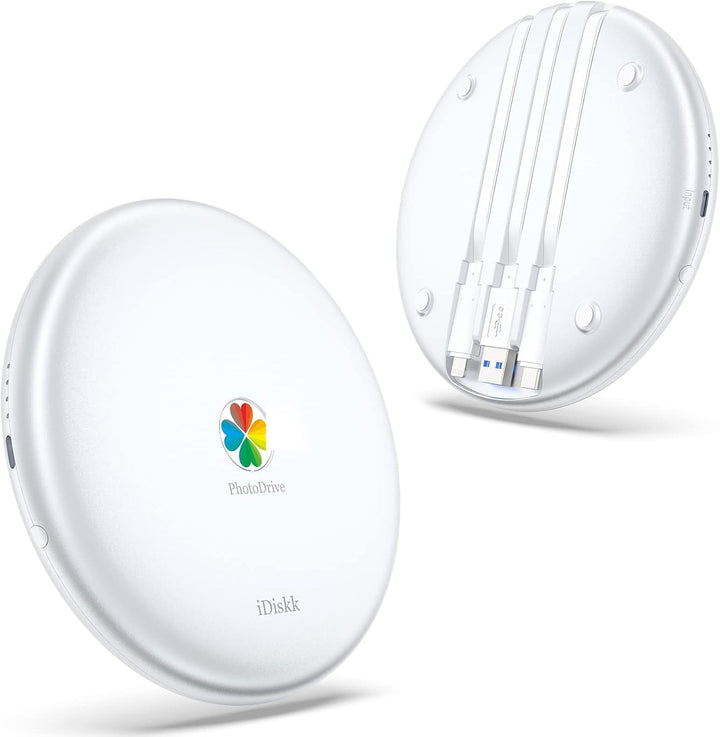 iDiskk 【Aufrüstung】 MFi-zertifizierte 2TB Externe Festplatte für iPhone, Ei 3 in 1 Kabel iPhone HDD