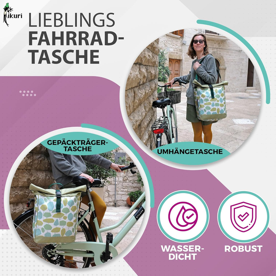 Ikuri einseitige Fahrradtasche für Gepäckträger Satteltasche Einzeltasche Packtasche, abnehmbar, mit