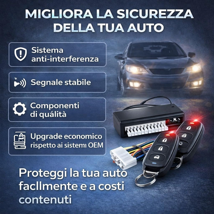 Zentralverriegelung für Autotür mit 2 Universal-Fernbedienungen.