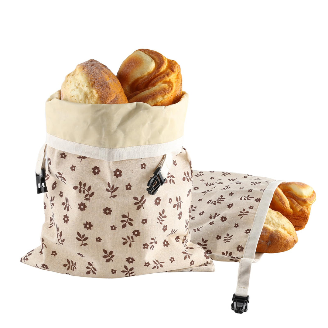 Wiederverwendbare Bienenwachs Brotbeutel 2er Set Praktische Leinen Brottasche und Brotsack mit Clipv