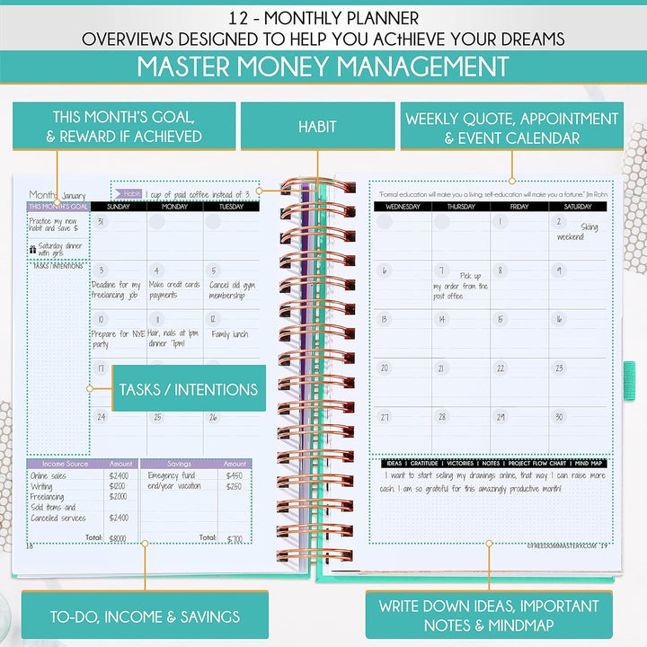 Finanzplaner &amp; Monatsplaner &amp; Monatsplaner &amp; Monatlicher Rechnungsorganisator – 12 Monate Reise zur