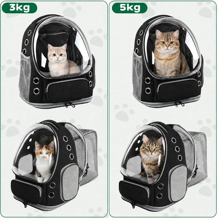 Erweiterbar Katzenrucksack mit Fenster Katzenrucksack Hunderucksack Geeignet für 3–5 kg 42x32x26-56c