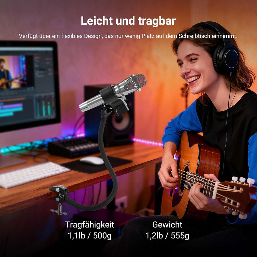 NEEWER Microphone Stand mit flexiblem Mikrofon Arm, verstellbarer Tisch Mic Halterung mit Mikrofonkl