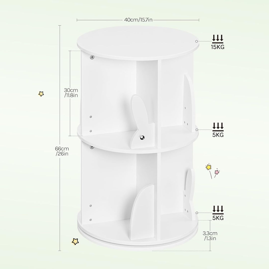 WOLTU Bücherregal Kinder, drehbares Kinderregal mit 2 Ebenen, Bücher Regal Kinderzimmer Wohnzimmer,