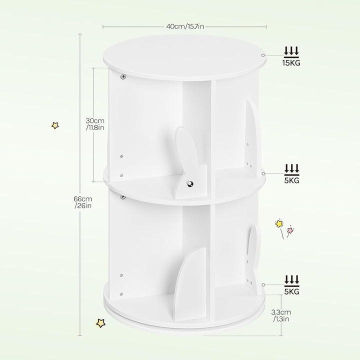 WOLTU Bücherregal Kinder, drehbares Kinderregal mit 2 Ebenen, Bücher Regal Kinderzimmer Wohnzimmer,