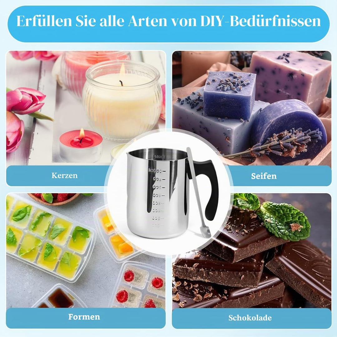 Schmelztopf Kerzenwachs Kerzenherstellung Topf 900ml Wachsschmelztopf Edelstahl Kerzenschmelztiegel