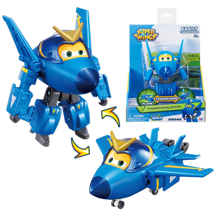 Super Wings Jerome Flugzeug, umwandelbares Spielzeug und Roboterfigur, Cartoon-Spielzeug für Kinder