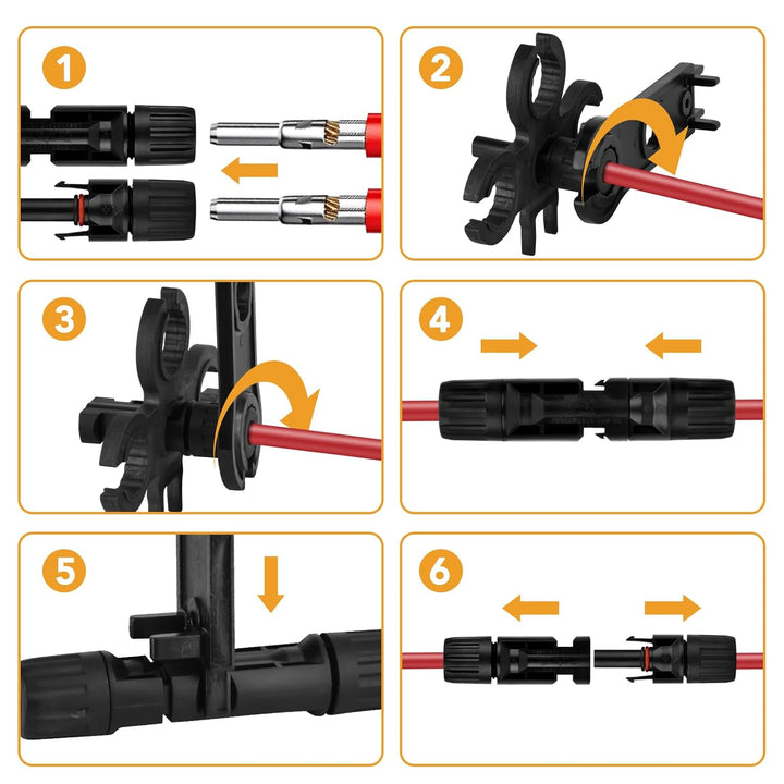 VIGRUE Solarstecker mc4 Stecker, mc4 Crimpzange Set für 2.5/4/6mm² Solarpanel PV Kabel, Männlich/Wei