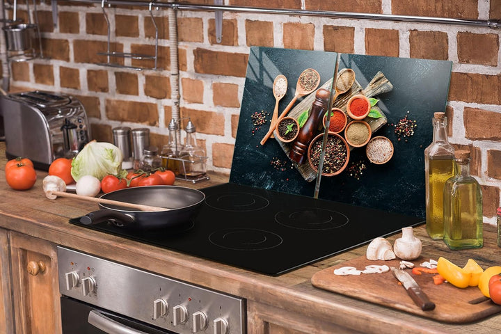 TMK ArtDeko Herdabdeckplatten 75 x 52 cm 2-teilig Ceranfeldabdeckung Induktion Herdschutz Spritzschu