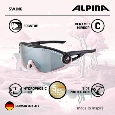 ALPINA 5W1NG - Verspiegelte und Bruchsichere Sport- & Fahrradbrille Mit 100% UV-Schutz Für Erwachsen