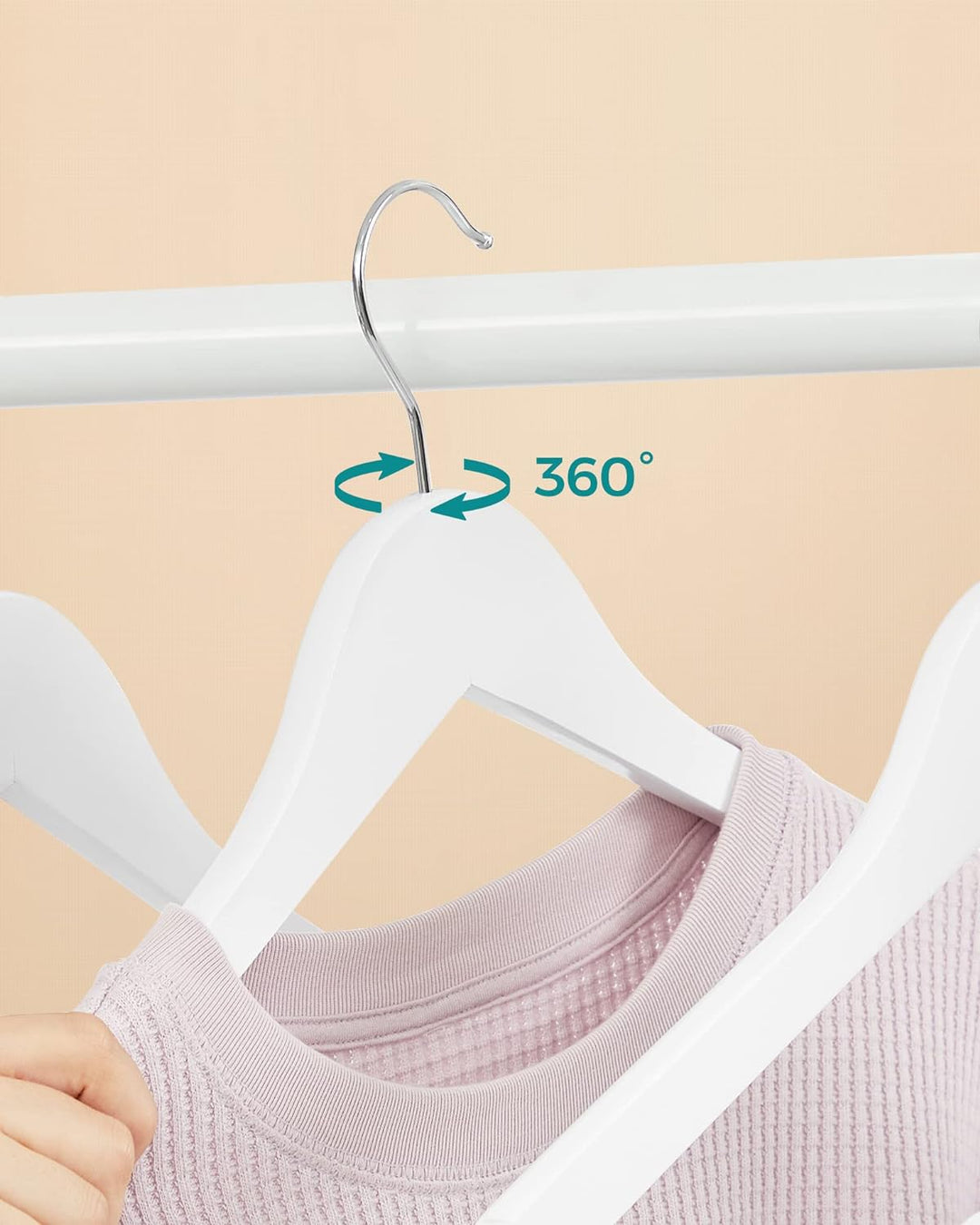 SONGMICS Kleiderbügel Holz, 30er Set, Bügel aus Massivholz, Einkerbungen im Schulterbereich, Rutschf