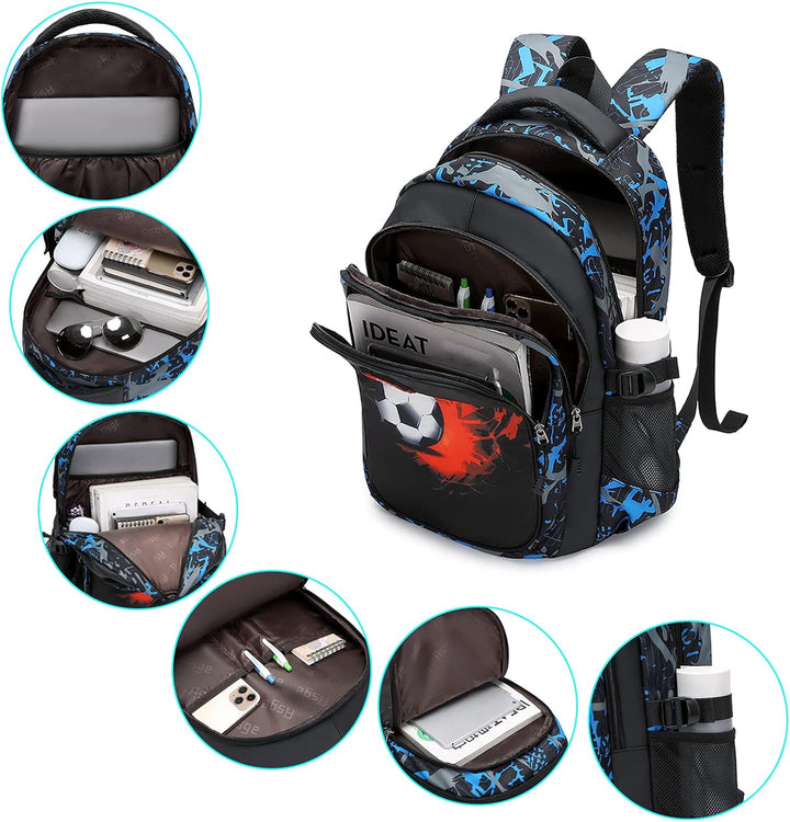 Asge Schulrucksack Jungen Teenager Schultaschen Mädchen Ranzen Ergonomischem Kinder Rucksäcke Fussba