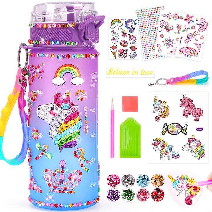 Einhorn Geschenke für Mädchen 5-6-7-8-9 Jahre Geschenkideen: Trinkflasche Bastelset Kinder ab 6 8 10