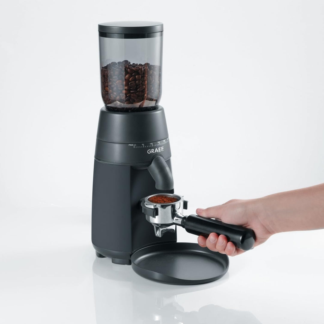 GRAEF Kaffeemühle CM702, Kegelmahlwerk aus Edelstahl, 24 Mahlgradeinstellungen, abnehmbarer 250g Kaf