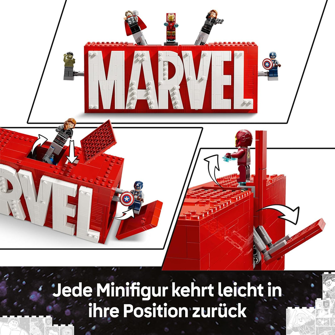 LEGO | Marvel: MARVEL Logo & Minifiguren - Sammlerstück inkl. Hulk, Thor, Iron Man, Black Widow und