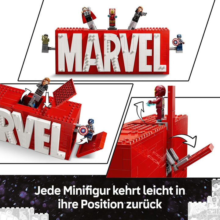 LEGO | Marvel: MARVEL Logo & Minifiguren - Sammlerstück inkl. Hulk, Thor, Iron Man, Black Widow und