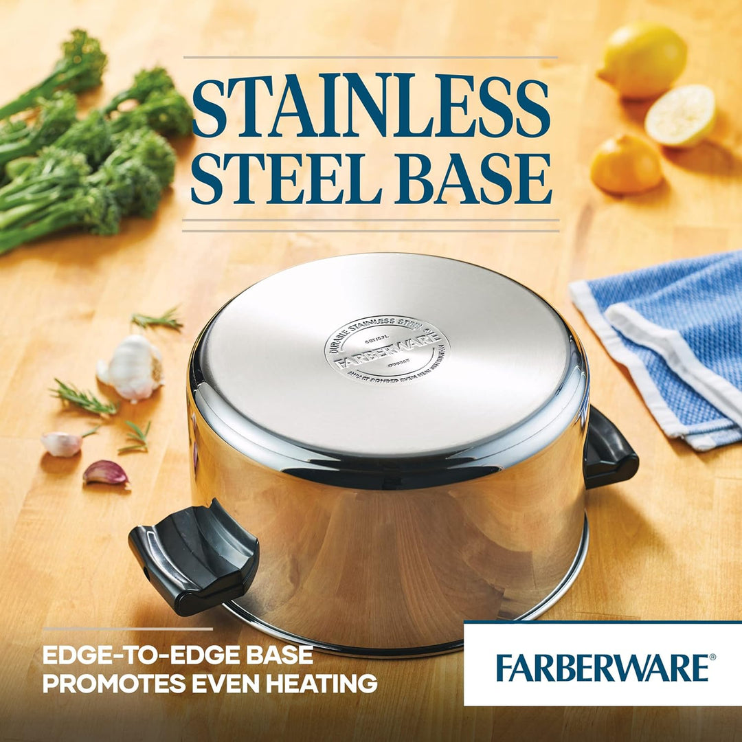 Farberware Klassischer Suppentopf mit Deckel, Edelstahl, 6 l, silberfarben 6 Quart regulärer Deckel,