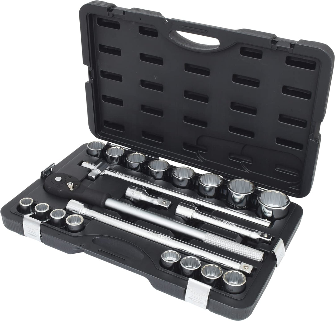KS Tools 911.0751 3/4 Zoll 12-Kant Steckschlüssel-Satz | inklusive Umschaltknarre, 24-Zahn | matt sa