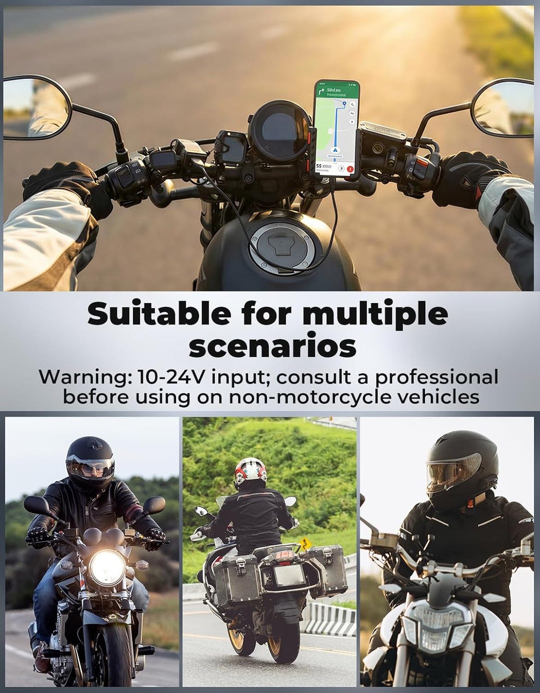 KEMIMOTO Motorrad USB Ladegerät, USB-A Type-C mit EIN/Aus-Schalter und LED-Spannungsmesser, IP66, 2