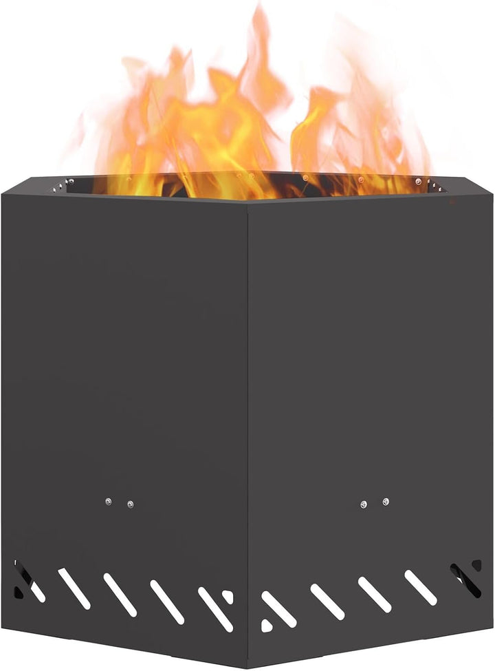 vidaXL Rauchfreier Feuerkorb Schwarz 58 x 58 x 51 cm Stahl, Garten und Terrasse, moderner Outdoor Fe