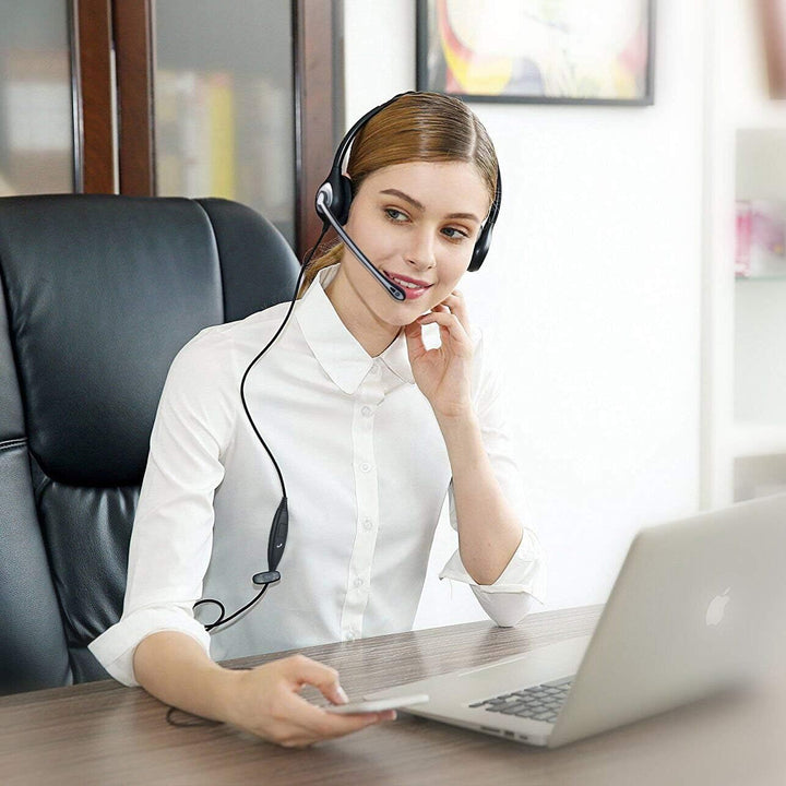 Wantek Headset Handy Binaural mit Noise Cancelling Mikrofon, Smartphone Kopfhörer für iPhone Samsung