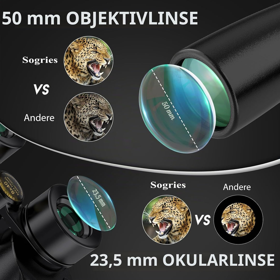 10 x 50 Fernglas - Hochleistungs-Fernglas für Erwachsene, HD optisches System, Rutschfester Griff, w